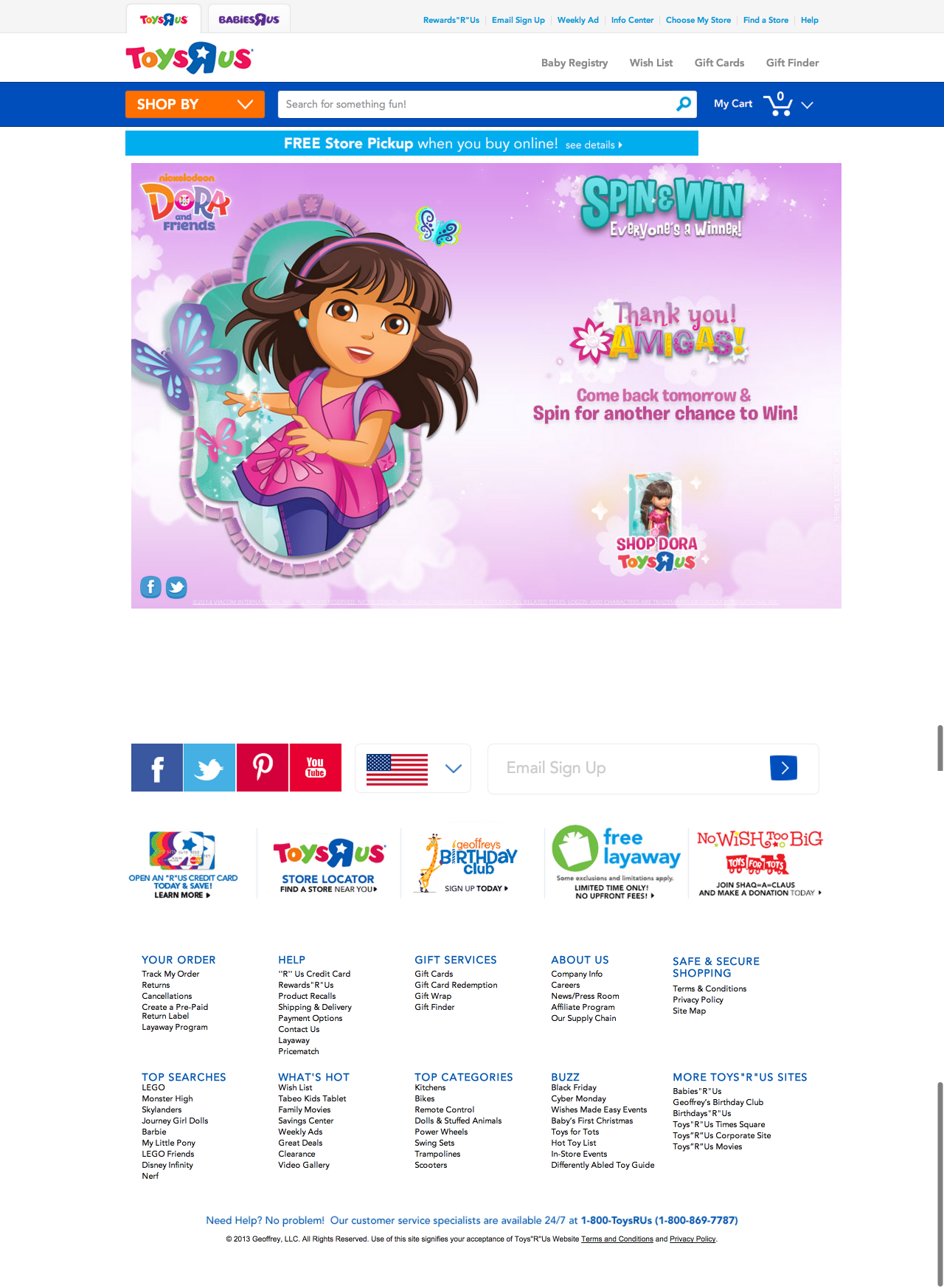 Hosted on the Toys R Us website